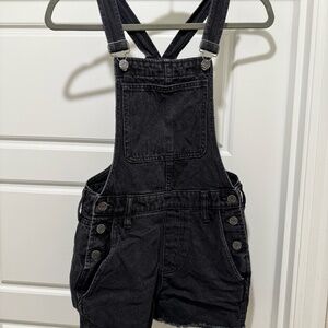 Madewell Black Denim Short Overalls